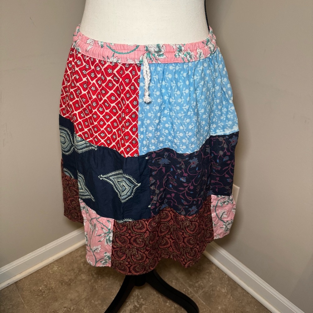 Ashley Taylor Boho Colorful Patchwork‎ Cotton Knee Length Skirt ONE SIZE India